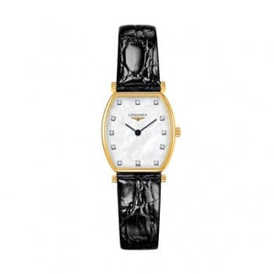 Longines La Grande Classique de Longines Tonneau White Dial Black Leather Strap Watch for Women - L4.205.2.87.2