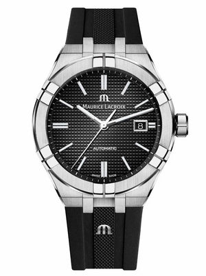 Maurice Lacroix Aikon Automatic Chronograph Black Dial Black Leather Strap Watch for Men - AI1808-SS000-330-2