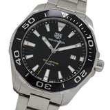 Tag Heuer Aquaracer Quartz Black Dial Silver Steel Strap Watch for Men - WAY101A.BA0746