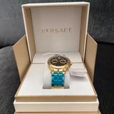 Versace Aion Chronograph Black Dial Gold Steel Strap Watch For Men - VE1D01721