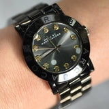 Marc Jacobs Amy Black Dial Black Steel Strap Watch for Women - MBM8595