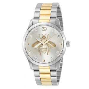 Gucci G Timeless Silver Dial Two Tone Steel Strap Watch For Women - YA126599