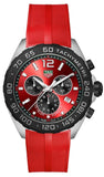 Tag Heuer Formula 1 Chronograph Red Dial Red Rubber Strap Watch for Men - CAZ101AN.FT8055