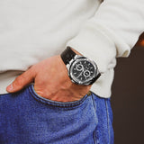 Maurice Lacroix Aikon Chronograph Black Dial Black Leather Strap Watch for Men - AI1018-SS001-330-2