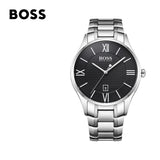 Hugo Boss Governer Black Dial Silver Steel Strap Watch for Men - 1513488