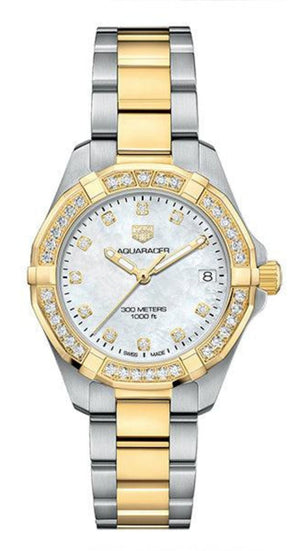 Tag Heuer Aquaracer Diamonds Mother of Pearl Dial Two Tone Steel Strap Watch for Women - WBD1323.BB0320