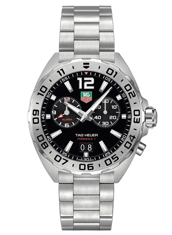 Tag Heuer Formula 1 Black Dial Silver Steel Strap Watch for Men - WAZ111A.BA0875