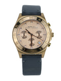 Marc Jacobs Blade Chronograph Rose Gold Dial Black Leather Strap Watch for Women - MBM1188