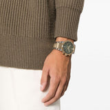 Salvatore Ferragamo Sapphire Chrono Green Dial Two Tone Steel Strap Watch for Men - SFME01223