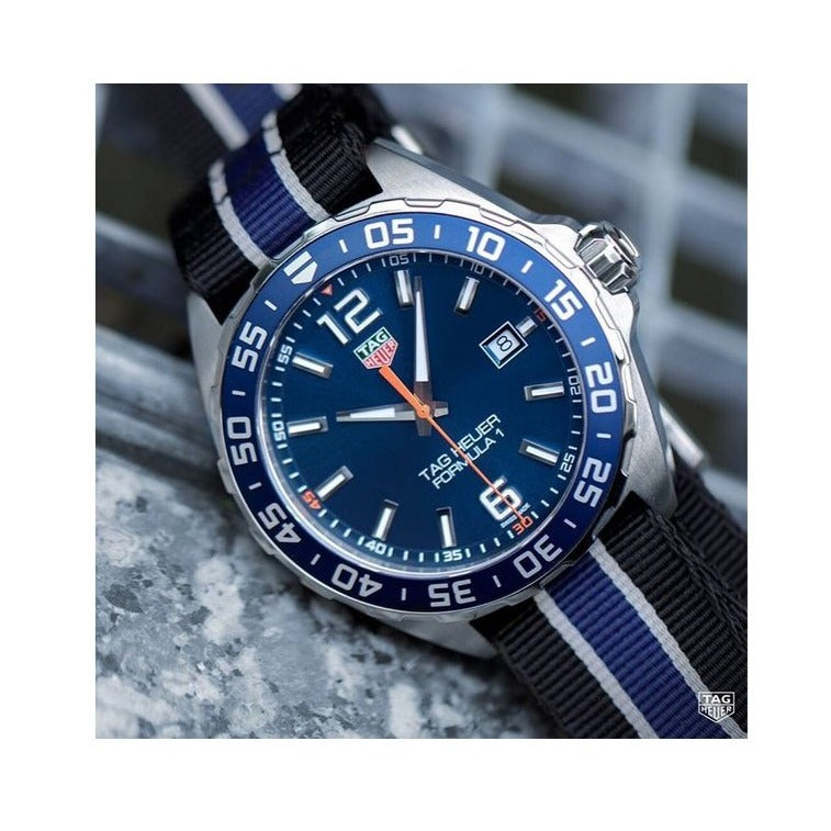 Tag Heuer Formula 1 Chronograph Blue Dial Two Tone NATO Strap Watch for Men - CAZ1014.FC8197