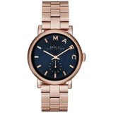 Marc Jacobs Baker Blue Dial Rose Gold Steel Strap Watch for Women - MBM3330