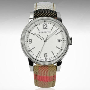 Burberry Utilitarian White Dial Multicolor Leather Strap Watch for Women - BU7824