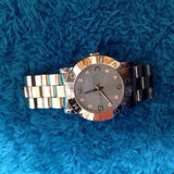 Marc Jacobs Amy Mother of Pearl Black Dial Rose Gold Steel Strap Watch for Women - MBM8610