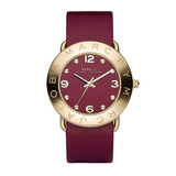 Marc Jacobs Amy Red Dial Burgundy Leather Strap Watch for Women - MBM1152