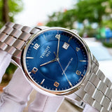 Tissot Luxury Powermatic 80 Blue Dial Silver Steel Strap Watch For Men - T086.407.11.047.00