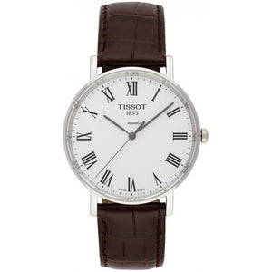 Tissot T Classic Everytime White Dial Brown Leather Strap Watch For Men - T109.410.16.033.00