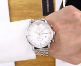 Emporio Armani Chonograph SIlver Dial Silver Steel Strap Watch For Men - AR1933