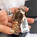 Marc Jacobs Amy Mother of Pearl Black Dial Rose Gold Steel Strap Watch for Women - MBM8610