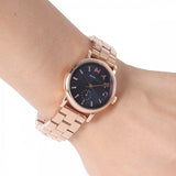 Marc Jacobs Baker Navy Blue Dial Rose Gold Steel Strap Watch for Women - MBM3332
