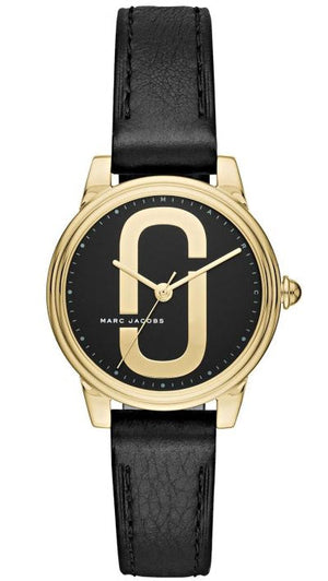 Marc Jacobs Corie Black Dial Black Leather Strap Watch for Women - MJ1580