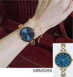 Marc Jacobs Sally Blue Dial Gold Steel Strap Watch for Women - MBM3366