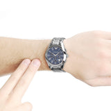 Emporio Armani Classic Blue Dial Silver Steel Strap Watch For Men - AR1635