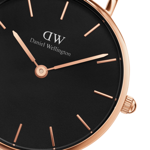 Daniel Wellington Classic Petite Bristol Black Dial Brown Leather Strap Watch For Women - DW00100221