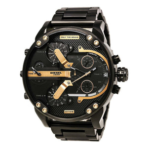 Diesel Big Daddy Chronograph Black Dial Black Steel Strap Watch For Men - DZ7312