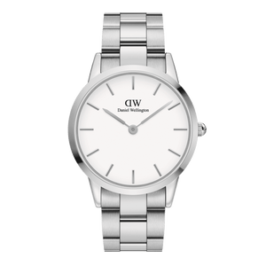 Daniel Wellington Iconic Link White Dial Silver Steel Strap Watch For Women - DW00100207