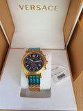 Versace Sport Tech Chronograph Black Dial Gold Steel Strap Watch for Men - VELT00419