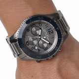 Marc Jacobs Rock Chronograph Silver Dial Silver Steel Strap Watch for Men - MBM5028