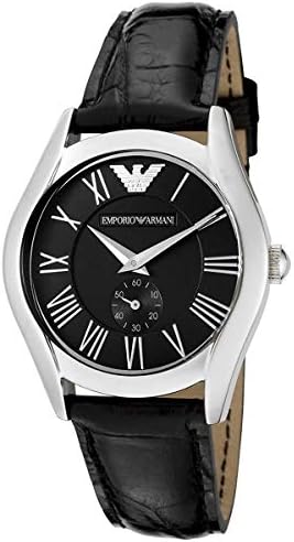 Emporio Armani Velente Black Dial Black Leather Strap Watch For Women - AR0644