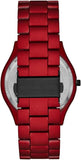 Michael Kors Slim Runway Quartz Black Dial Red Steel Strap Watch for Men - MK8712
