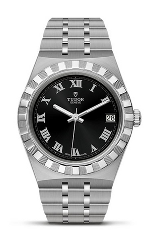 Tudor Royal Automatic Black Dial Silver Steel Strap Watch for Men - M28600-0003