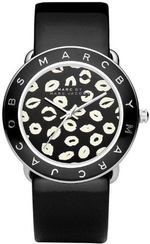 Marc Jacobs Amy Black Dial Black Leather Strap Watch for Women - MBM1163