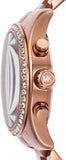 Michael Kors Lexington Chronograph Red Dial Rose Gold Steel Strap Watch For Women - MK7275