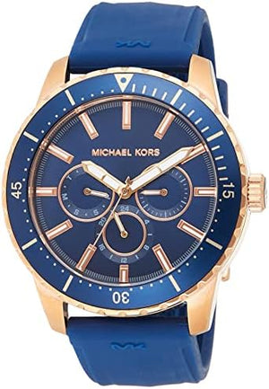 Michael Kors Cunningham Multifunction Blue Dial Blue Rubber Strap Watch For Men - MK7163