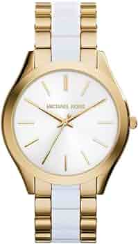 Michael Kors Slim Runway Quartz White Dial Two Tone Steel Strap Watch For Women - MK4295