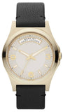 Marc Jacobs Baby Dave Gold Dial Black Leather Strap Watch for Women - MBM1264