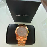 Marc Jacobs Amy Mother of Pearl Black Dial Rose Gold Steel Strap Watch for Women - MBM8610