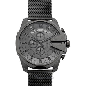 Diesel Mega Chief Chronograph Black Dial Black Mesh Strap Watch For Men - DZ4527