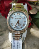 Michael Kors Bryn Quartz Blue Dial Two Tone Steel Strap Watch For Women - MK6136