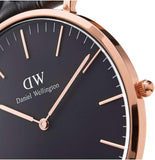 Daniel Wellington Classic Sheffield Black Dial Black Leather Strap Watch For Men - DW00100127