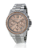 Michael Kors Everest Chronograph Gold Dial Silver Steel Strap Watch For Women - MK5870