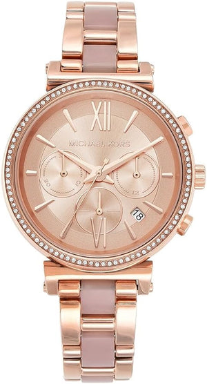 Michael Kors Sofie Chronograph Rose Gold Dial Rose Gold Steel Strap Watch For Women - MK6560