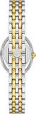 Tory Burch Oval Crystals Mother of Pearl Dial Two Tone Steel Strap Watch for Women - YBW6037