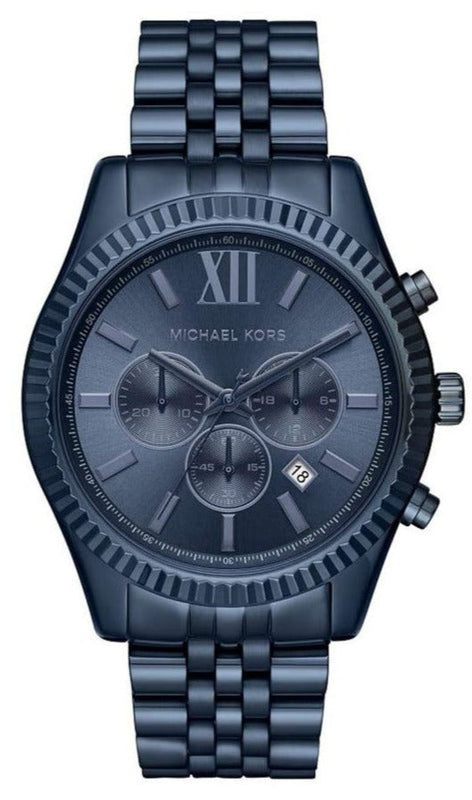 Michael Kors Lexington Chronograph Blue Dial Blue Steel Strap Watch for Men - MK8480