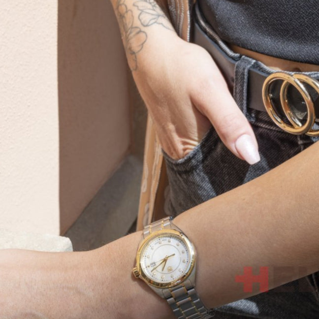 Tag Heuer Formula 1 Diamonds Mother of Pearl White Dial Two Tone Steel Strap Watch for Women - WBJ1421.BB0648