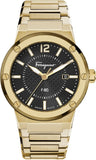 Salvatore Ferragamo F-80 Classic Black Dial Gold Steel Strap Watch for Men - SFHY00821