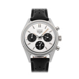 Tag Heuer Carrera Chronograph 60th Anniversary Silver Dial Black Leather Strap Watch for Men - CBK221H.FC8317